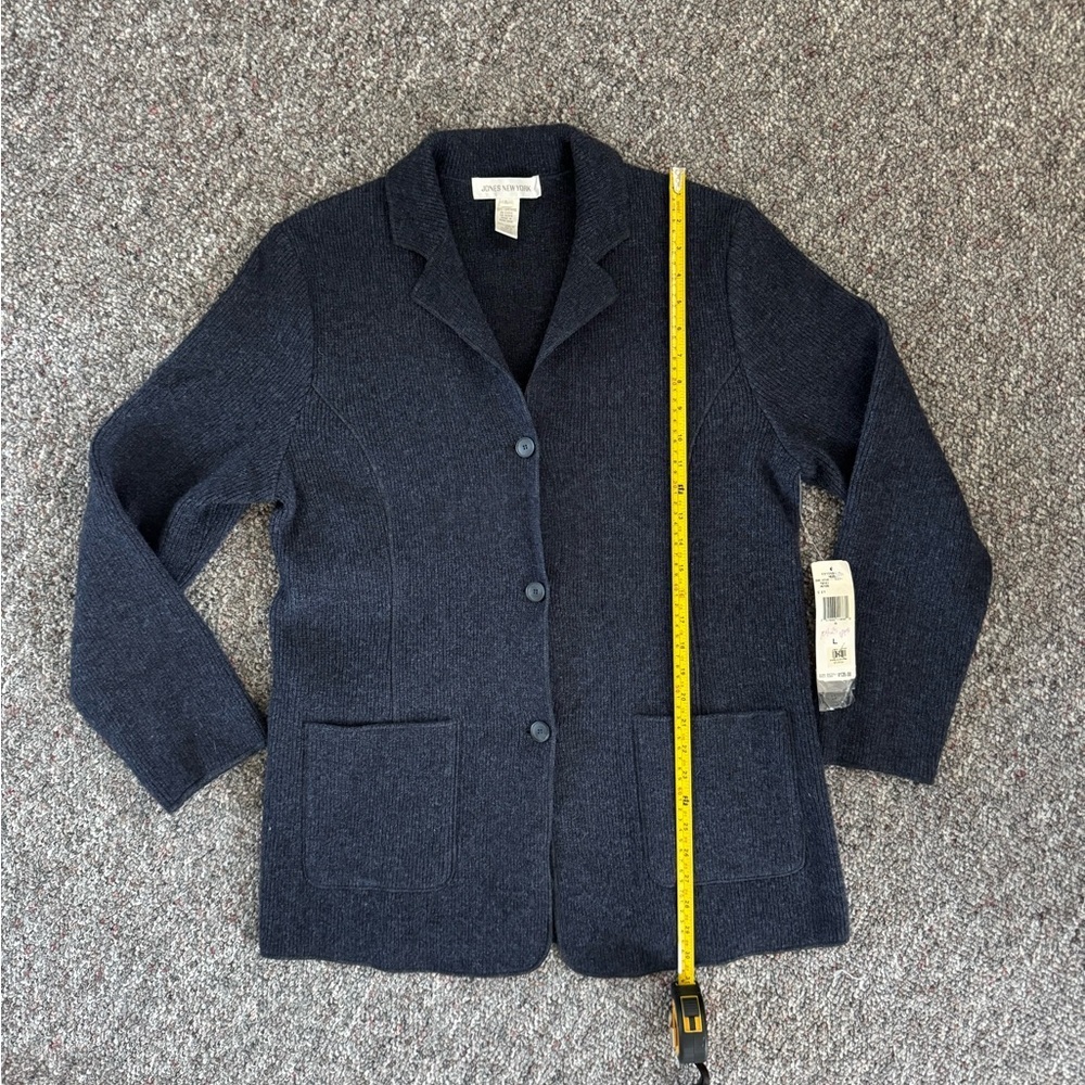 Jones New York 100% Lambswool Dark Blue Blazer NWT size Large